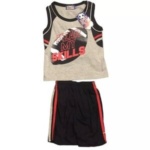 Coney Island Toddler Boys Sz 3T Shirt& Short Set Gray and Blue